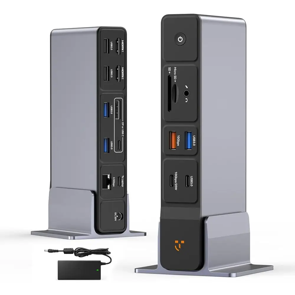 Triple 4K Display USB-C Dock with 150W Power, 20W Fast Charging, 8 USB Ports, HDMI/DP/USB-C
Triple 4K Display USB-C Dock with 150W Power, 20W Fast Charging, 8 USB Ports, HDMI/DP/USB-C