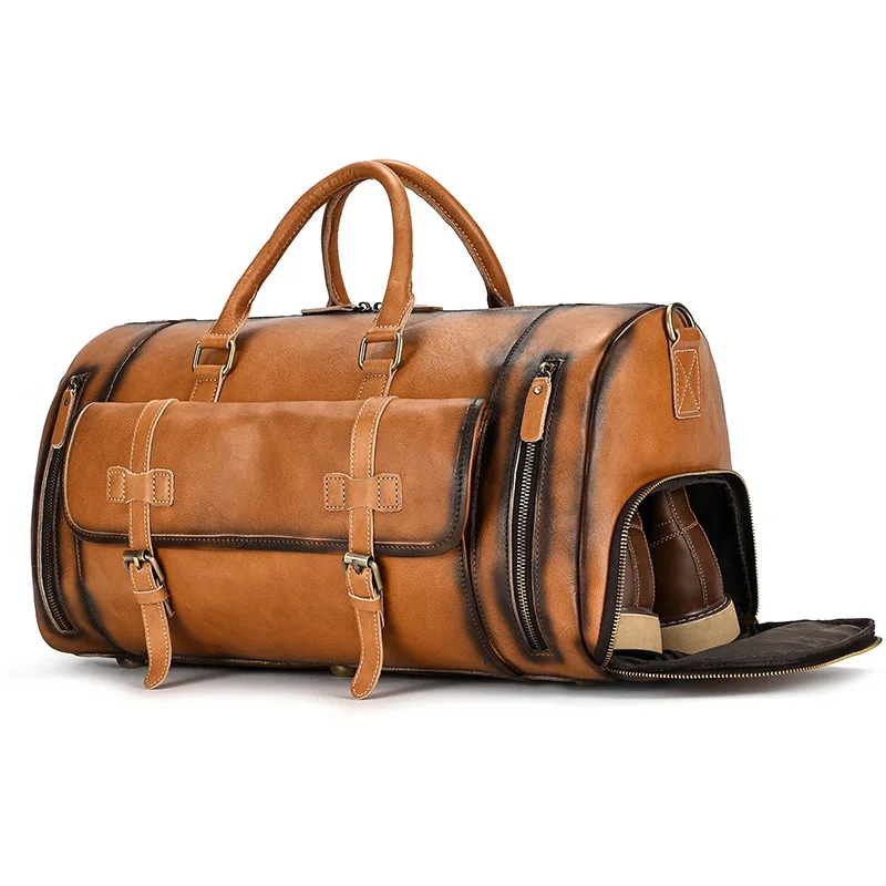 Tree paste skin travel men's retro mad horse leather fitness bag genuine leather portable vegetable tanned leather with shoe spa
Tree paste skin travel men's retro mad horse leather fitness bag genuine leather portable vegetable tanned leather with shoe spa