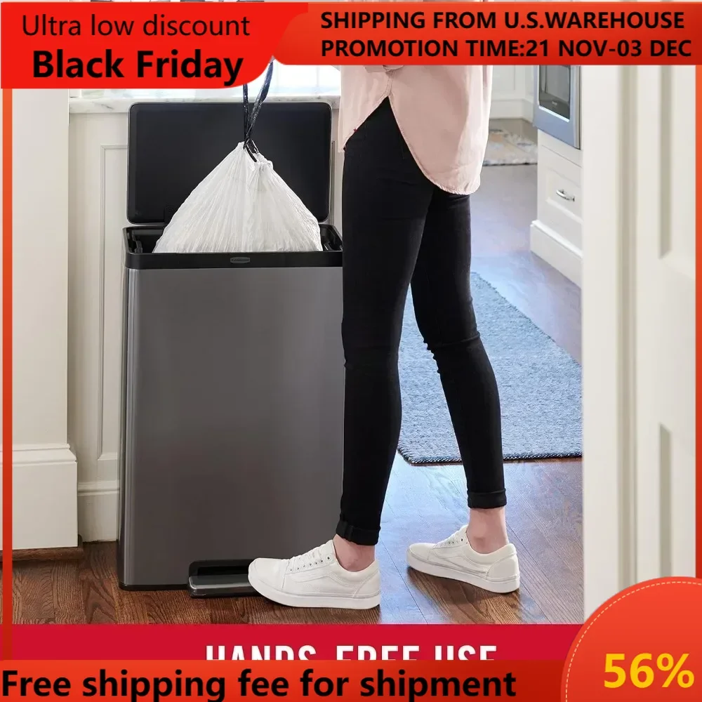 Мусорная корзина из нержавеющей стали Elite, 12 галлонов, уголь, корзина для отходов для дома/кухни/ванной/офиса 
Мусорная корзина из нержавеющей стали Elite, 12 галлонов, уголь, корзина для отходов для дома/кухни/ванной/офиса