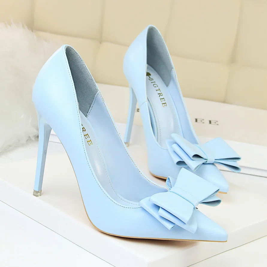BIGTREE Sweet Bowknot High Heels Prom Dress Lady Women's Pumps Stiletto 7-10cm Fashion Matte Leather High Heeled Shoes Size 43
BIGTREE Sweet Bowknot High Heels Prom Dress Lady Women's Pumps Stiletto 7-10cm Fashion Matte Leather High Heeled Shoes Size 43
