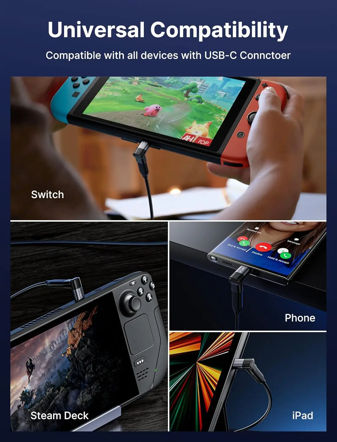 JSAUX 90 Degree USB C to USB C Adapter 2Pack,100W 40Gbps Data Transfer Right Angle Type-C Adapter for Steam Deck LCD/OLED,DD0008
JSAUX 90 Degree USB C to USB C Adapter 2Pack,100W 40Gbps Data Transfer Right Angle Type-C Adapter for Steam Deck LCD/OLED,DD0008