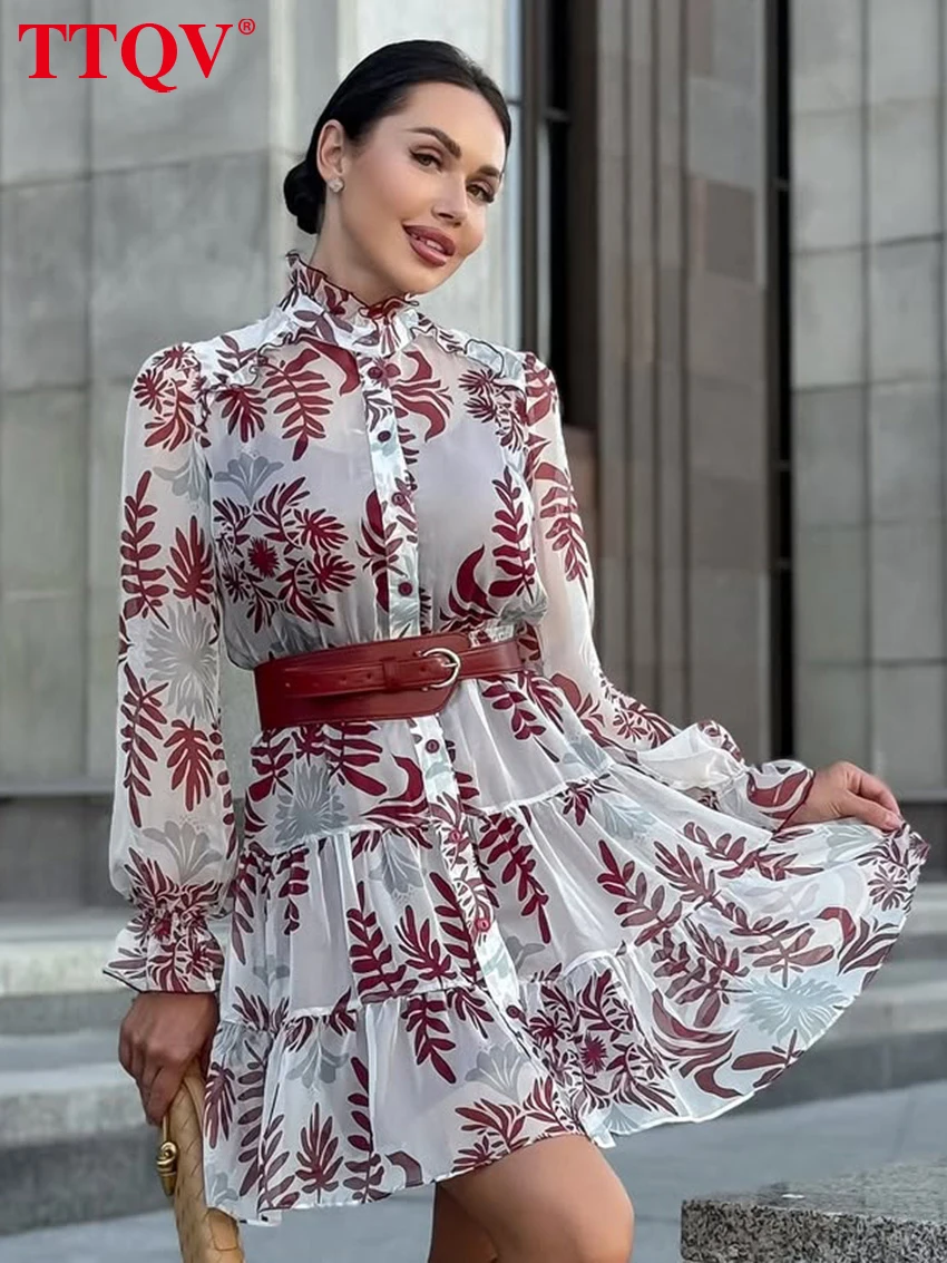 TTQV Fashion Loose Print Women's Dress Autumn Stand Collar Long Sleeve Mini Dresses Elegant Strap Dress Female Dress 2 Pieces
TTQV Fashion Loose Print Women's Dress Autumn Stand Collar Long Sleeve Mini Dresses Elegant Strap Dress Female Dress 2 Pieces