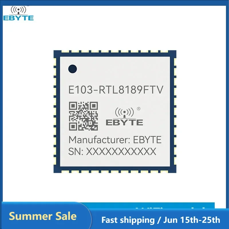 2.4GHz WiFi Module RTL8189FTV 22dBm Stamp Hole EBYTE E103-RTL8189FTV SDIO SMD Wireless Transparent Transmission
2.4GHz WiFi Module RTL8189FTV 22dBm Stamp Hole EBYTE E103-RTL8189FTV SDIO SMD Wireless Transparent Transmission