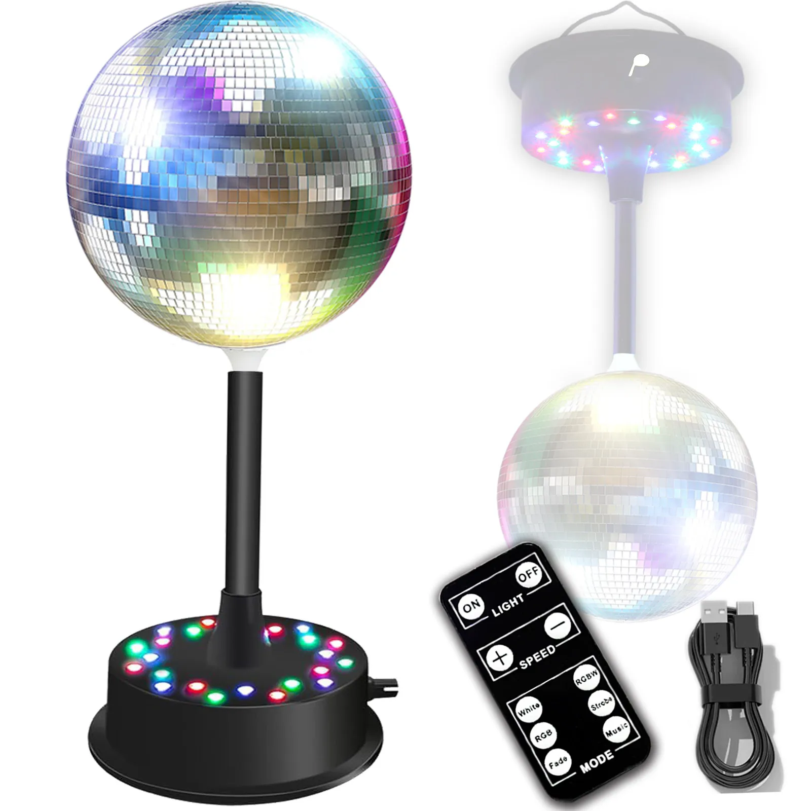 Upgraded remote control glass ball disco rotating ambient light specular reflection
Upgraded remote control glass ball disco rotating ambient light specular reflection