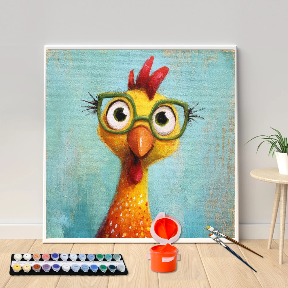 Painting By Numbers acrylic painting square canvas set The little chicken wearing glasses DIY hand-painted home decoration
Painting By Numbers acrylic painting square canvas set The little chicken wearing glasses DIY hand-painted home decoration