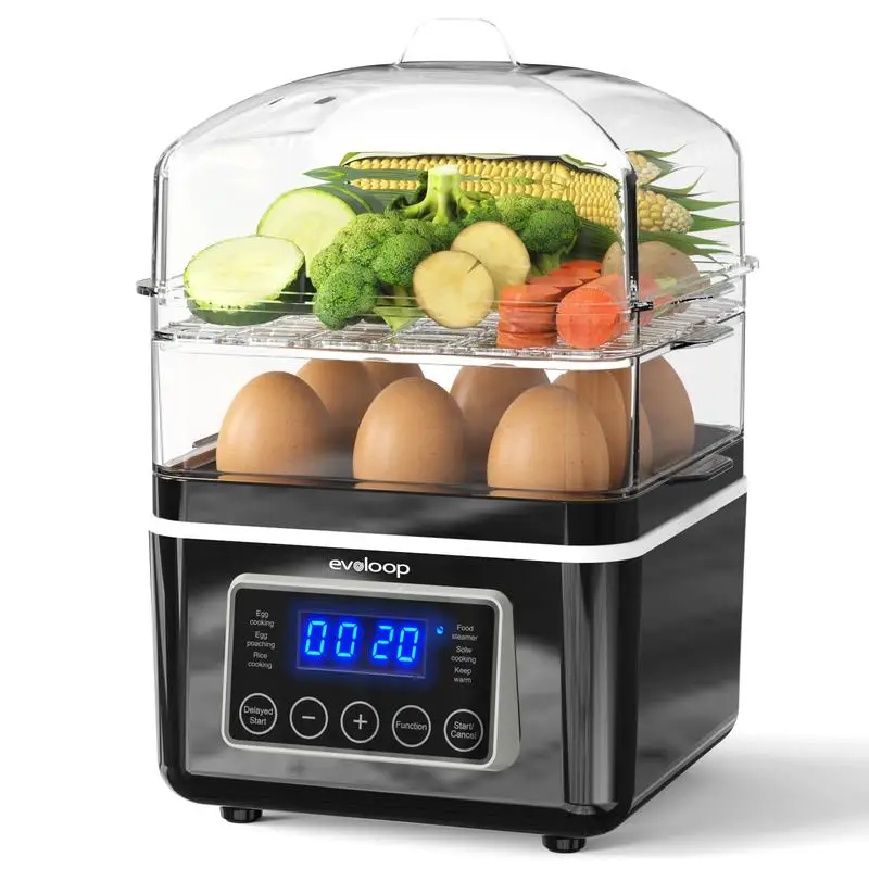 EVOLOOP 2 Tiers Electric Food Steamer for Cooking, 4 QT Digital Multi Vegetable Steamer with BPA-Free Stackable Baskets
EVOLOOP 2 Tiers Electric Food Steamer for Cooking, 4 QT Digital Multi Vegetable Steamer with BPA-Free Stackable Baskets