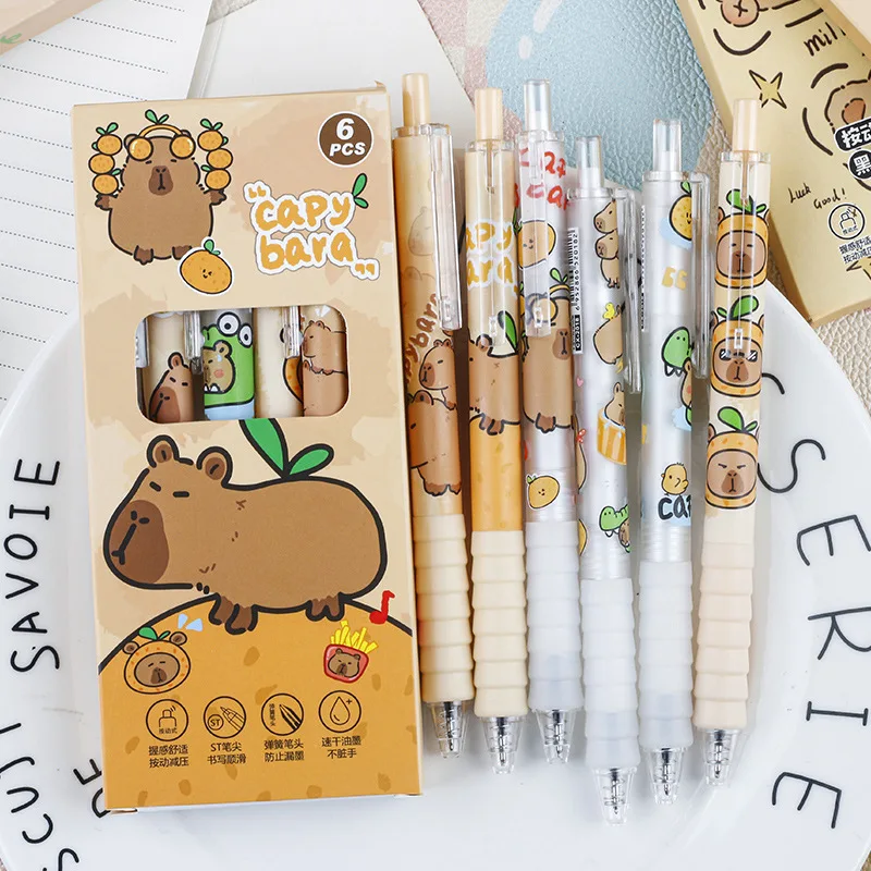 INS Style Kawaii Capybara гелевая ручка, набор из 6 предметов, гелевая ручка 0,5 мм, черная гелевая ручка с рисунком, студенческая черная быстросохнущая ручка для подписи
INS Style Kawaii Capybara гелевая ручка, набор из 6 предметов, гелевая ручка 0,5 мм, черная гелевая ручка с рисунком, студенческая черная быстросохнущая ручка для подписи