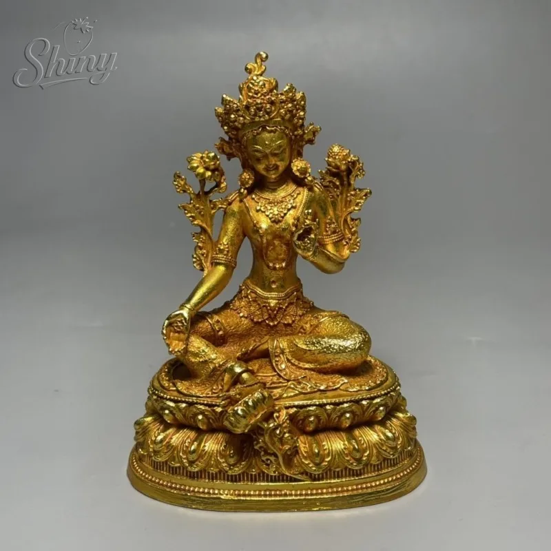 Vintage Gilded Green Tara Statue Tibetan Buddhist Buddha Sculpture Household Worship Statue Home Feng Shui Ornament
Vintage Gilded Green Tara Statue Tibetan Buddhist Buddha Sculpture Household Worship Statue Home Feng Shui Ornament