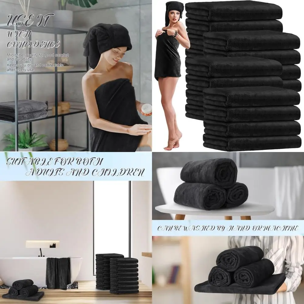 Большие банные полотенца 27 x 60 дюймов - упаковка из 16 штук, высокая впитываемость, идеально подходят для сушки, душа, пляжа, бассейна, спортзала, вечеринок (черные)
Большие банные полотенца 27 x 60 дюймов - упаковка из 16 штук, высокая впитываемость, идеально подходят для сушки, душа, пляжа, бассейна, спортзала, вечеринок (черные)
