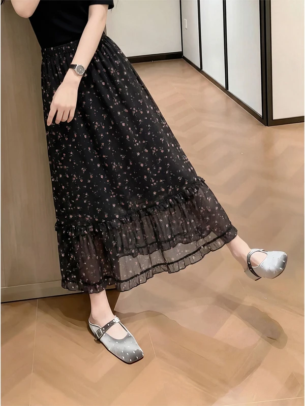 Chic Floral Print High Waist Skirt Ice Cool Sensation Black Color Slimming Design Spring 2026 New plus Size Women's Skirt
Chic Floral Print High Waist Skirt Ice Cool Sensation Black Color Slimming Design Spring 2026 New plus Size Women's Skirt