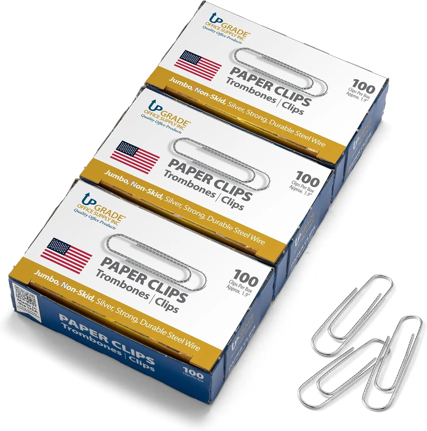 Jumbo Paper Clips 1.9 Inch, 300 Count, Non Skid, Silver, USA Made
Jumbo Paper Clips 1.9 Inch, 300 Count, Non Skid, Silver, USA Made