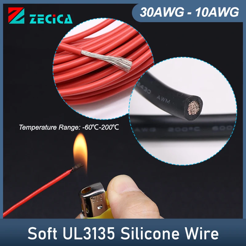 Black Red UL3135 Silicone Wire 30/28/26/24/22/20/18/16/14/12/10AWG Soft Heat Resistant Cable Automotive Car Battery Cable
Black Red UL3135 Silicone Wire 30/28/26/24/22/20/18/16/14/12/10AWG Soft Heat Resistant Cable Automotive Car Battery Cable