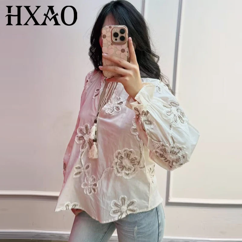 HXAO 2025 женские блузки, лето-осень, женские блузки с длинными рукавами и цветочной вышивкой для женщин, топы большого размера, рубашка в китайском стиле
HXAO 2025 женские блузки, лето-осень, женские блузки с длинными рукавами и цветочной вышивкой для женщин, топы большого размера, рубашка в китайском стиле