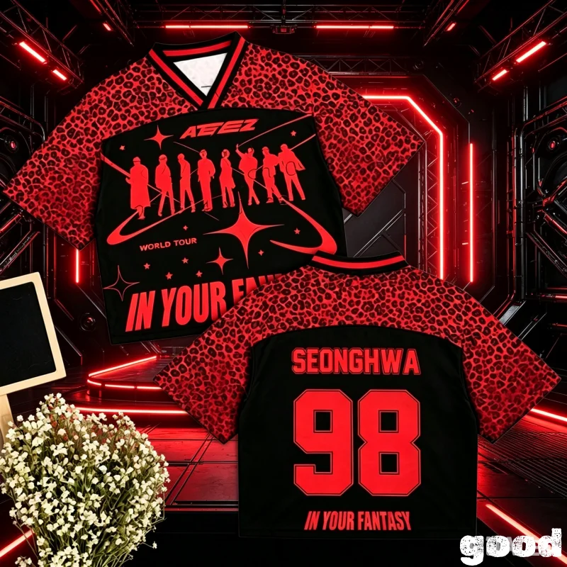 ATEEZ in Your Fantasy Jersey Korean Kpop V-neck Leopard Fashionable Streetwear Short Sleeved Summer Women Men's T-Shirt Y2K Top
ATEEZ in Your Fantasy Jersey Korean Kpop V-neck Leopard Fashionable Streetwear Short Sleeved Summer Women Men's T-Shirt Y2K Top