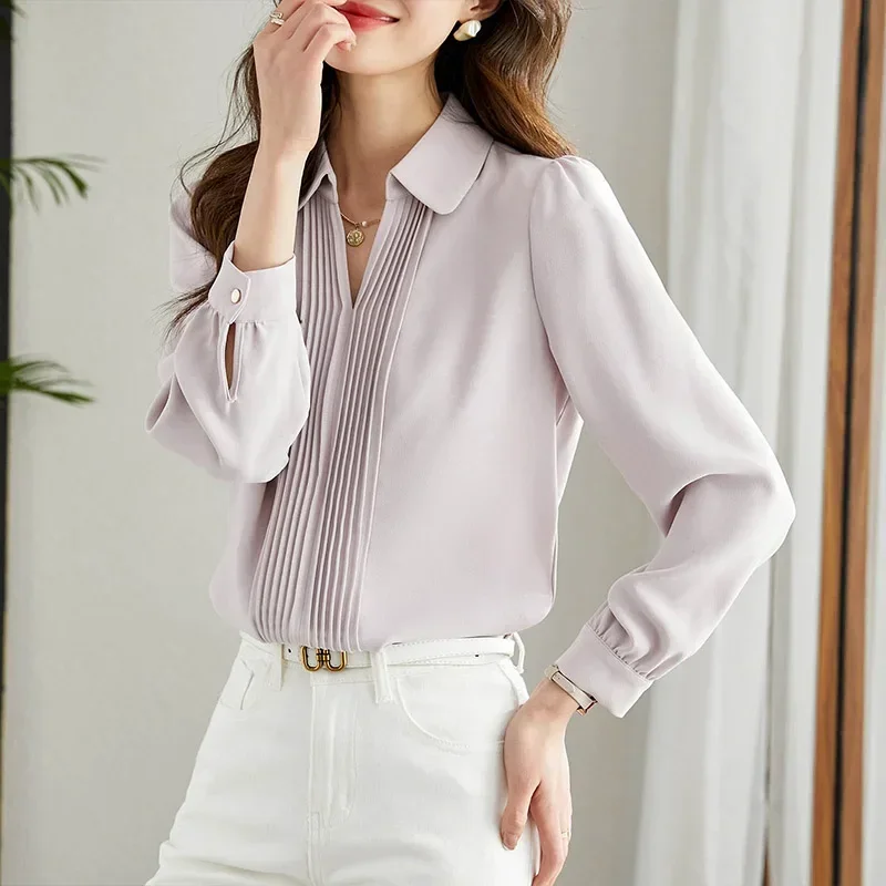 Office Lady Spring Simple Commuting Fashion Solid Blouses Women Loose Casual Striped V-neck Elegant Chiffon Shirts Soft Tops
Office Lady Spring Simple Commuting Fashion Solid Blouses Women Loose Casual Striped V-neck Elegant Chiffon Shirts Soft Tops