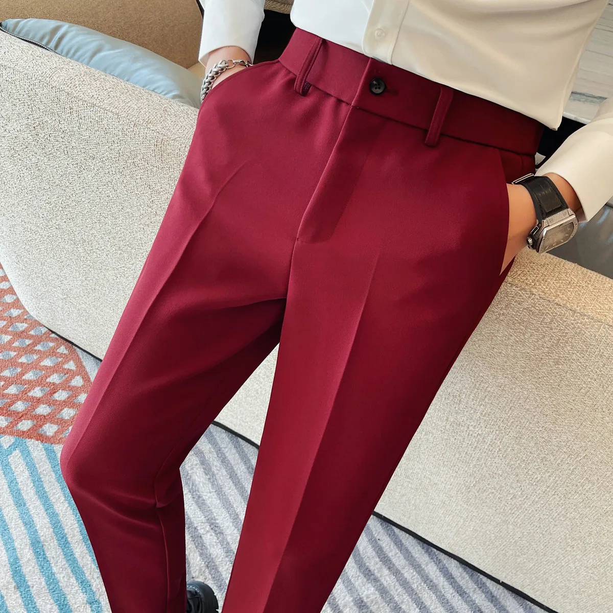 Brand clothingMen's Business Red Suit Trousers Male Solid Color High Quality Office Dress Pants
Brand clothingMen's Business Red Suit Trousers Male Solid Color High Quality Office Dress Pants
