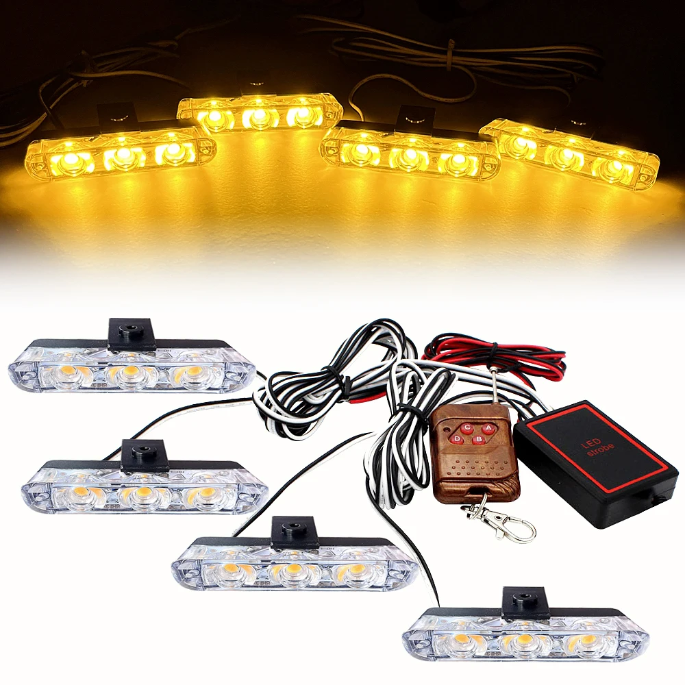 4 Modules Car Grille Strobe Yellow Lights Police Flash Warning Lamp Red Blue Rescue Vehicle Emergency Flasher Signal Light 12V
4 Modules Car Grille Strobe Yellow Lights Police Flash Warning Lamp Red Blue Rescue Vehicle Emergency Flasher Signal Light 12V