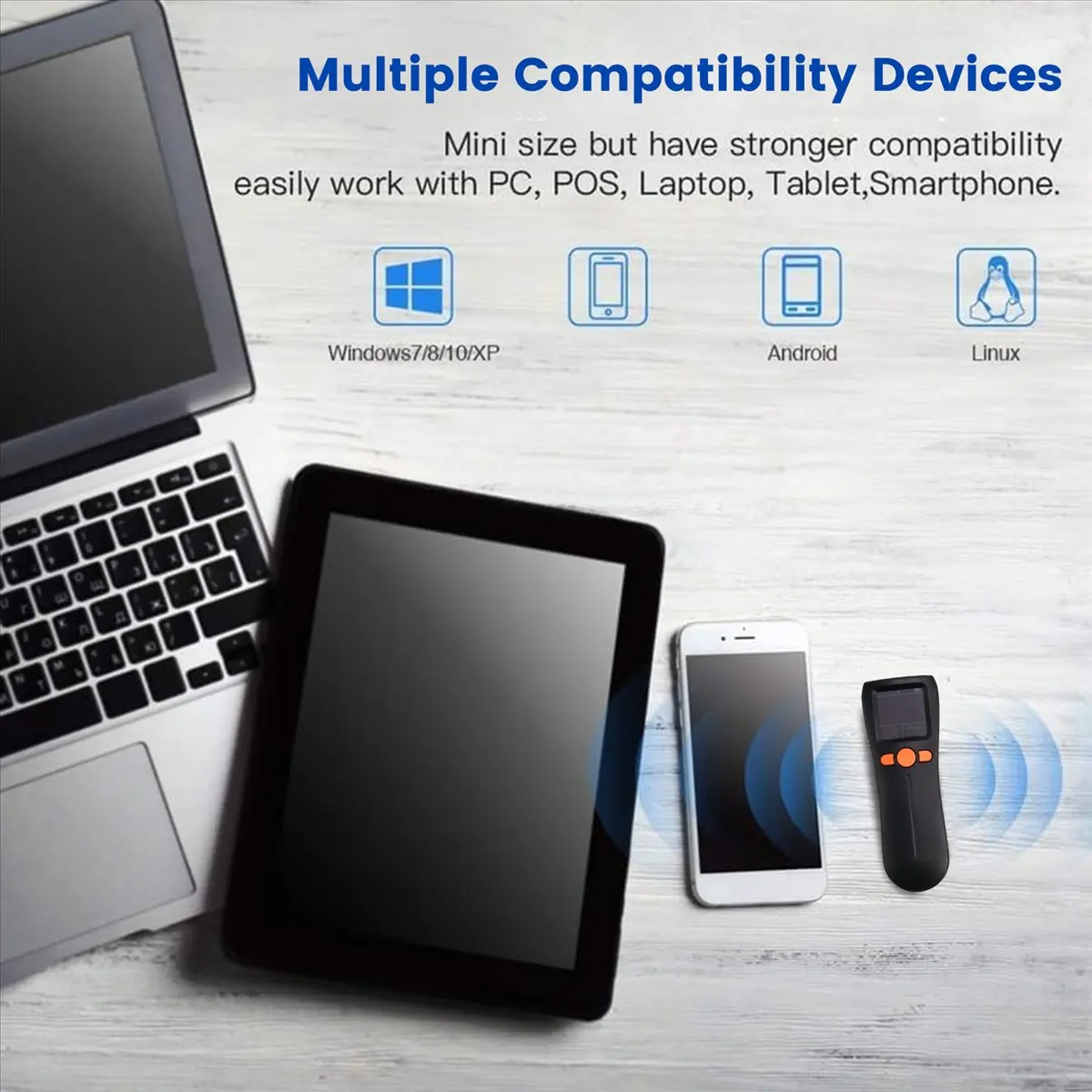 【Счастливчик】 Портативный мини-сканер Bluetooth Беспроводной сканер штрих-кода 1D/2D с большим экраном для хранения
【Счастливчик】 Портативный мини-сканер Bluetooth Беспроводной сканер штрих-кода 1D/2D с большим экраном для хранения