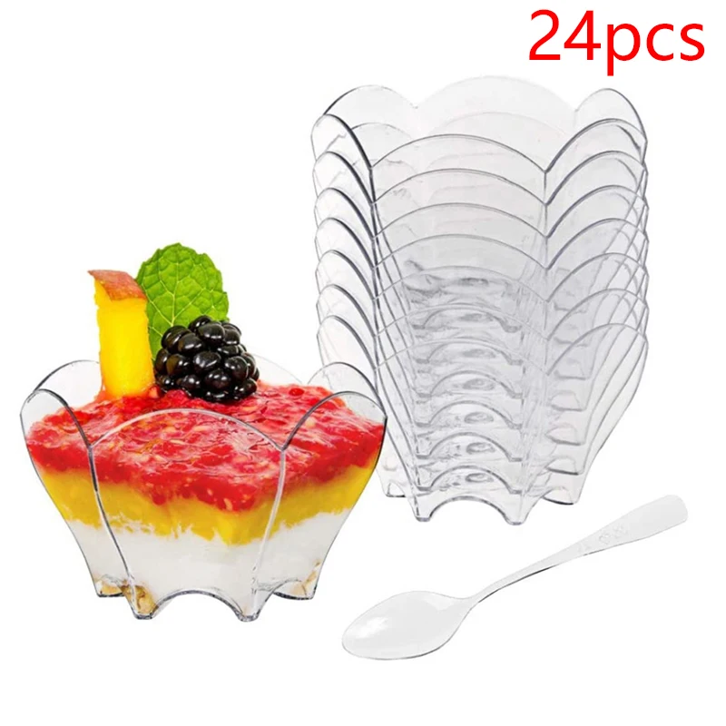 24 Pieces Plastic Flower Bowl Dessert Cup Tableware Transparent Mini Ice Cream Mousse Cup Home Summer Party Supplies
24 Pieces Plastic Flower Bowl Dessert Cup Tableware Transparent Mini Ice Cream Mousse Cup Home Summer Party Supplies