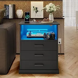 Nightstand with Charging Station and LED Lights, Large Bede Table with 3 Storage Der, Black Night Stand or Bedroom, Wider Tablet
Nightstand with Charging Station and LED Lights, Large Bede Table with 3 Storage Der, Black Night Stand or Bedroom, Wider Tablet