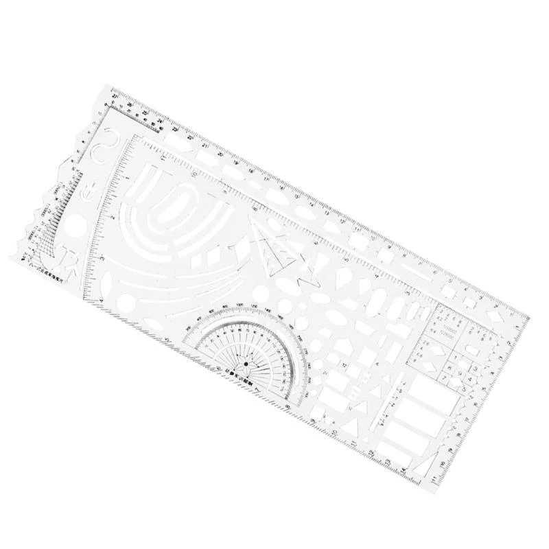 A3PC Geometric Ruler with Movable Protractors and Small Ruler Plastic Measuring Draft Rulers Drawing Template Measuring Tool