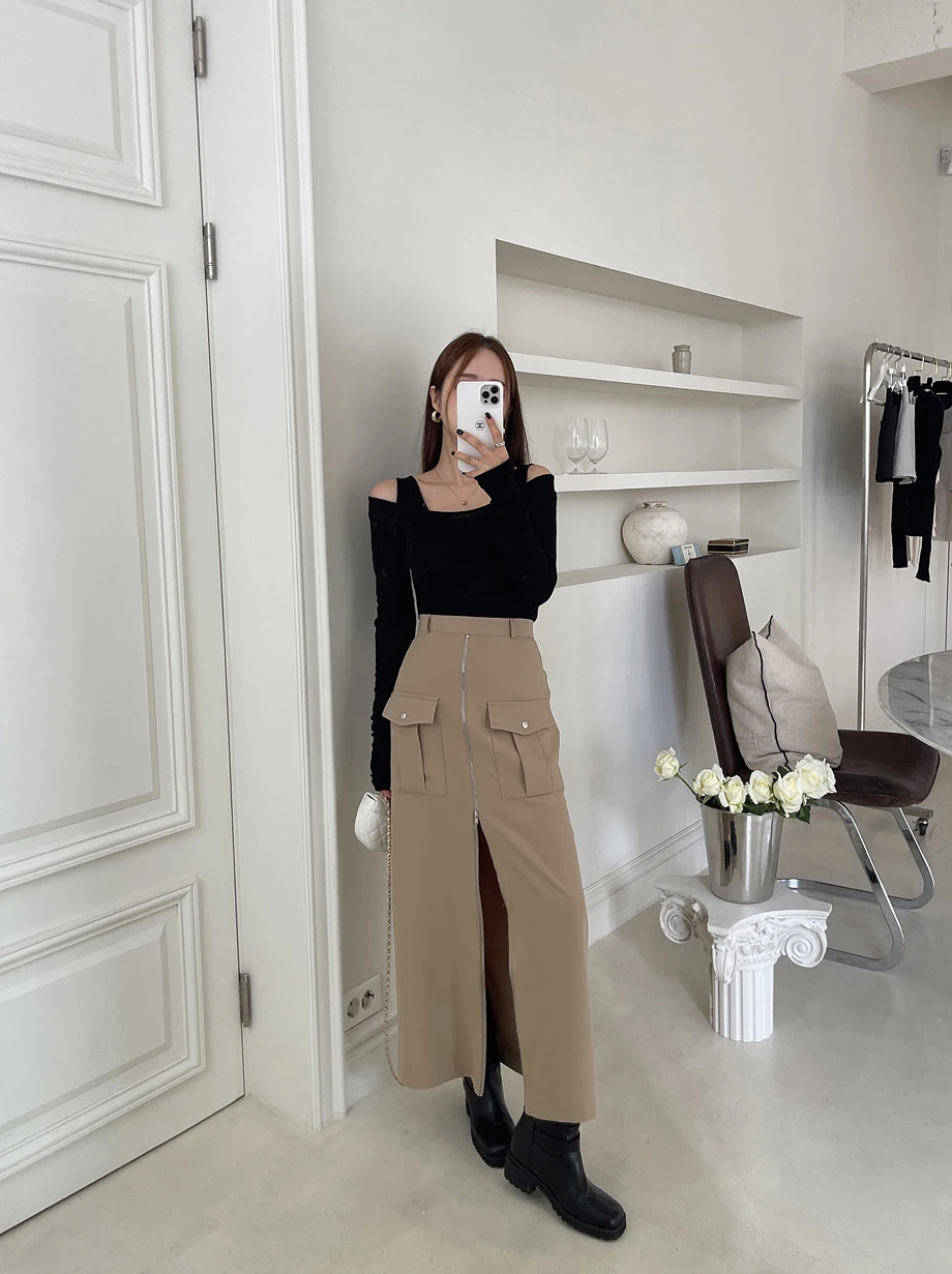 Korean style New Arrival Autumn/Winter Elegant Versatile High Waist Zipper Mid-Length Skirt for Women
Korean style New Arrival Autumn/Winter Elegant Versatile High Waist Zipper Mid-Length Skirt for Women