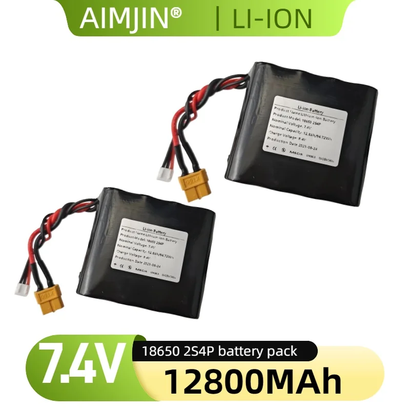7.4V Battery 18650 2S4P battery pack UAV Li-ion Rechargeable 12.8Ah For Various RC Airplane Drone Quadrotor XH2.54-3P XT60
7.4V Battery 18650 2S4P battery pack UAV Li-ion Rechargeable 12.8Ah For Various RC Airplane Drone Quadrotor XH2.54-3P XT60