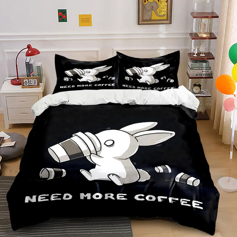 Coffee-craving bunny Pattern Duvet Cover Set Digital Print Colorful Polyester Bedding with Zipper Closur for kids gifts
Coffee-craving bunny Pattern Duvet Cover Set Digital Print Colorful Polyester Bedding with Zipper Closur for kids gifts
