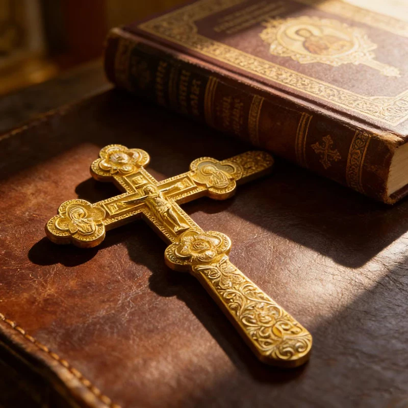 HTISOK New Elegant Gold-Tone Orthodox Hand Cross with Floral Engravings for Church Services and Personal Spiritual Protection
HTISOK New Elegant Gold-Tone Orthodox Hand Cross with Floral Engravings for Church Services and Personal Spiritual Protection