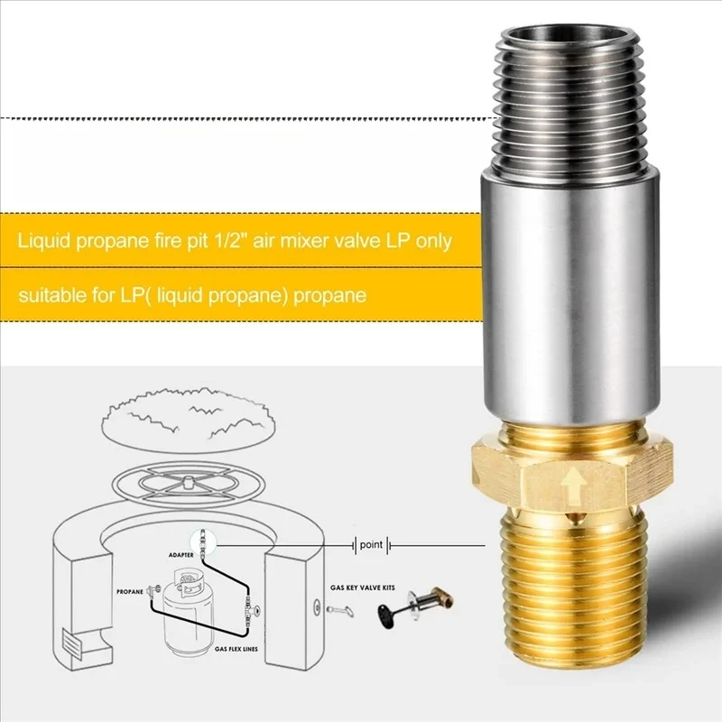 Liquid Propane Gas Fire Pits 1/2In Air Mixer Valve, Mixer Valve with High Capacity 90K for Outdoor Propane Fire Pit
Liquid Propane Gas Fire Pits 1/2In Air Mixer Valve, Mixer Valve with High Capacity 90K for Outdoor Propane Fire Pit