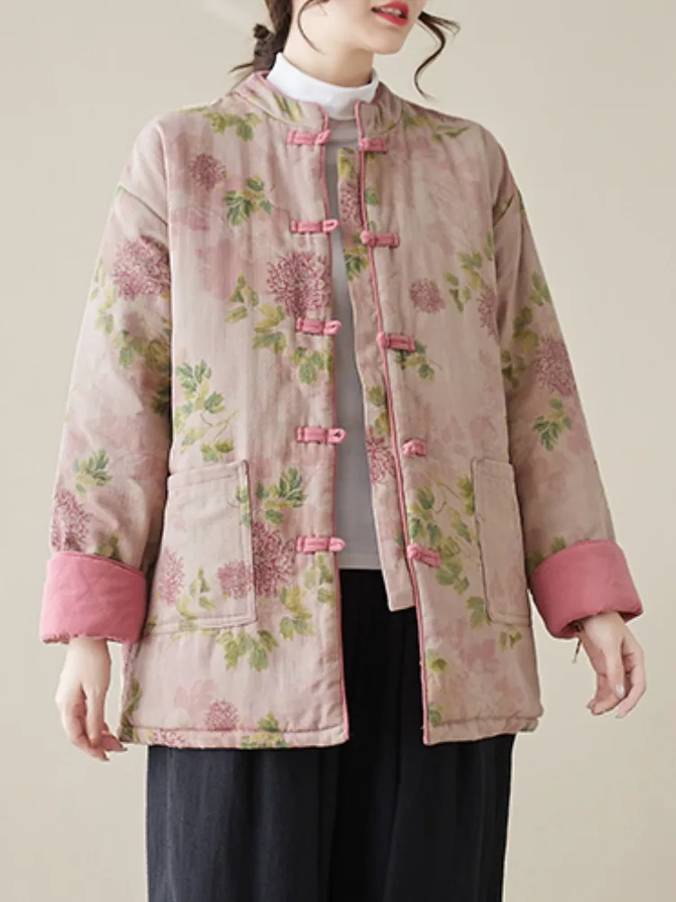 Sweet Japanese Style Printed Cotton Jacket Women's Coat with Buckle And Patch Autumn Winter Thickened Loose Fit Outerwear
Sweet Japanese Style Printed Cotton Jacket Women's Coat with Buckle And Patch Autumn Winter Thickened Loose Fit Outerwear
