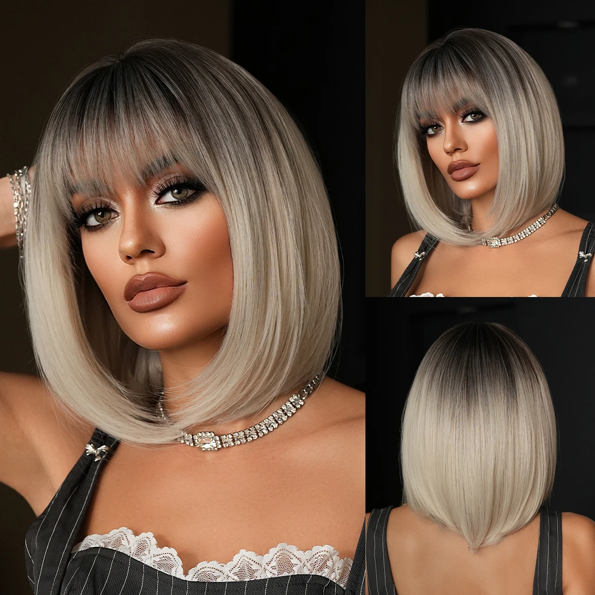 NAMM Synthetic Short Bob Fiber Beautiful Fluffy Platinum Wigs For Women Daily Party Cosplay Use Dark Roots Heat Resistant Wig
NAMM Synthetic Short Bob Fiber Beautiful Fluffy Platinum Wigs For Women Daily Party Cosplay Use Dark Roots Heat Resistant Wig