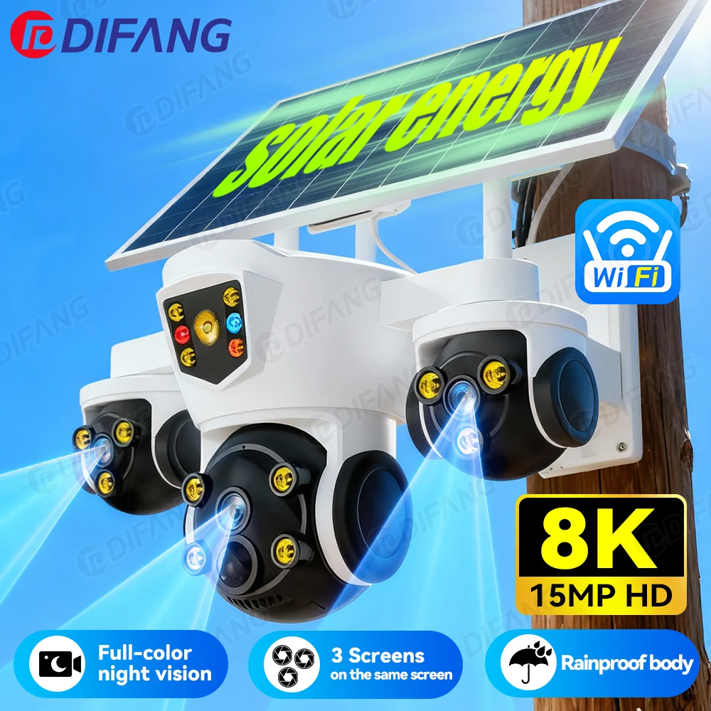 V380 8K 15MP Solar WiFi Camera Three Screen Auto Tracking PTZ Night Vision CCTV Security Protection Wireless Solar WiFi Cam
V380 8K 15MP Solar WiFi Camera Three Screen Auto Tracking PTZ Night Vision CCTV Security Protection Wireless Solar WiFi Cam
