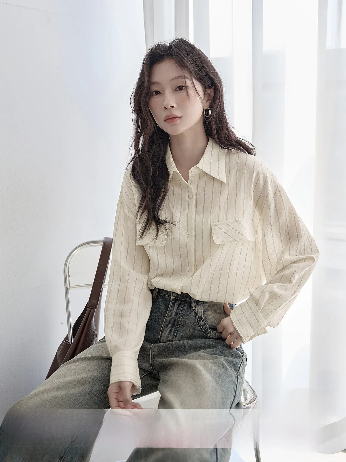 HuiXi Women's Striped Shirt Spring 2026 Loose Casual Long Sleeve Breathable Comfortable Korean Style Commute Pattern
HuiXi Women's Striped Shirt Spring 2026 Loose Casual Long Sleeve Breathable Comfortable Korean Style Commute Pattern