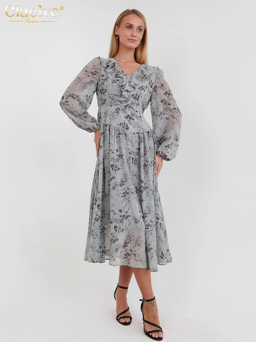 Clacive Fashion Loose Print Women's Dress 2025 Elegant V-Neck Long Sleeve Midi Dresses Elegant Classic Ruffle Female Dress
Clacive Fashion Loose Print Women's Dress 2025 Elegant V-Neck Long Sleeve Midi Dresses Elegant Classic Ruffle Female Dress