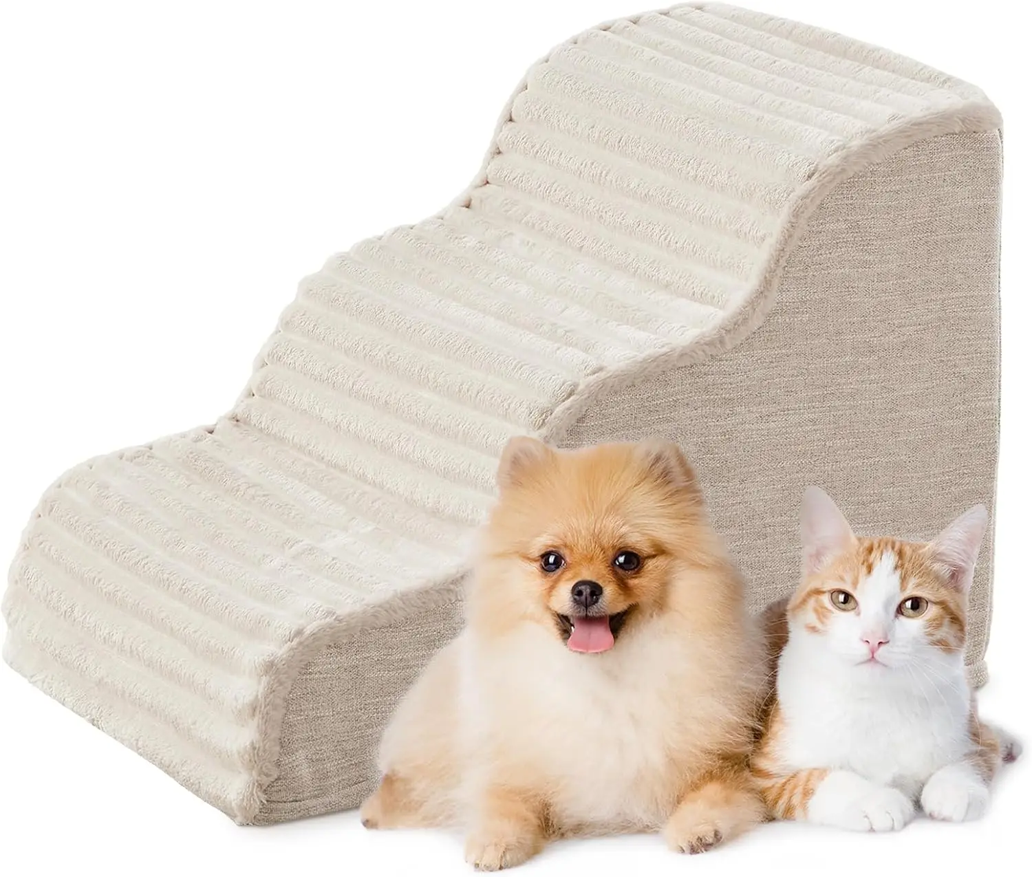3-Step Foam Dog Stairs for Small Dogs & Cats, 15.7" High, Non-Slip Bottom, Washable Cover, Beige
3-Step Foam Dog Stairs for Small Dogs & Cats, 15.7" High, Non-Slip Bottom, Washable Cover, Beige