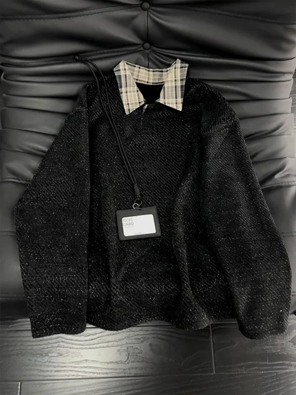 Men's irt Collar Fce Lined Long Sve Sweatirt Autumn Winter American Retro Patchwork Plaid Inner Wear Top
Men's irt Collar Fce Lined Long Sve Sweatirt Autumn Winter American Retro Patchwork Plaid Inner Wear Top