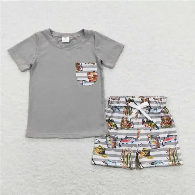 Baby girls Embroidery Fishing outfits short sleeves gray T-shirt and Short kids clothing Sets Children boutique clothes
Baby girls Embroidery Fishing outfits short sleeves gray T-shirt and Short kids clothing Sets Children boutique clothes