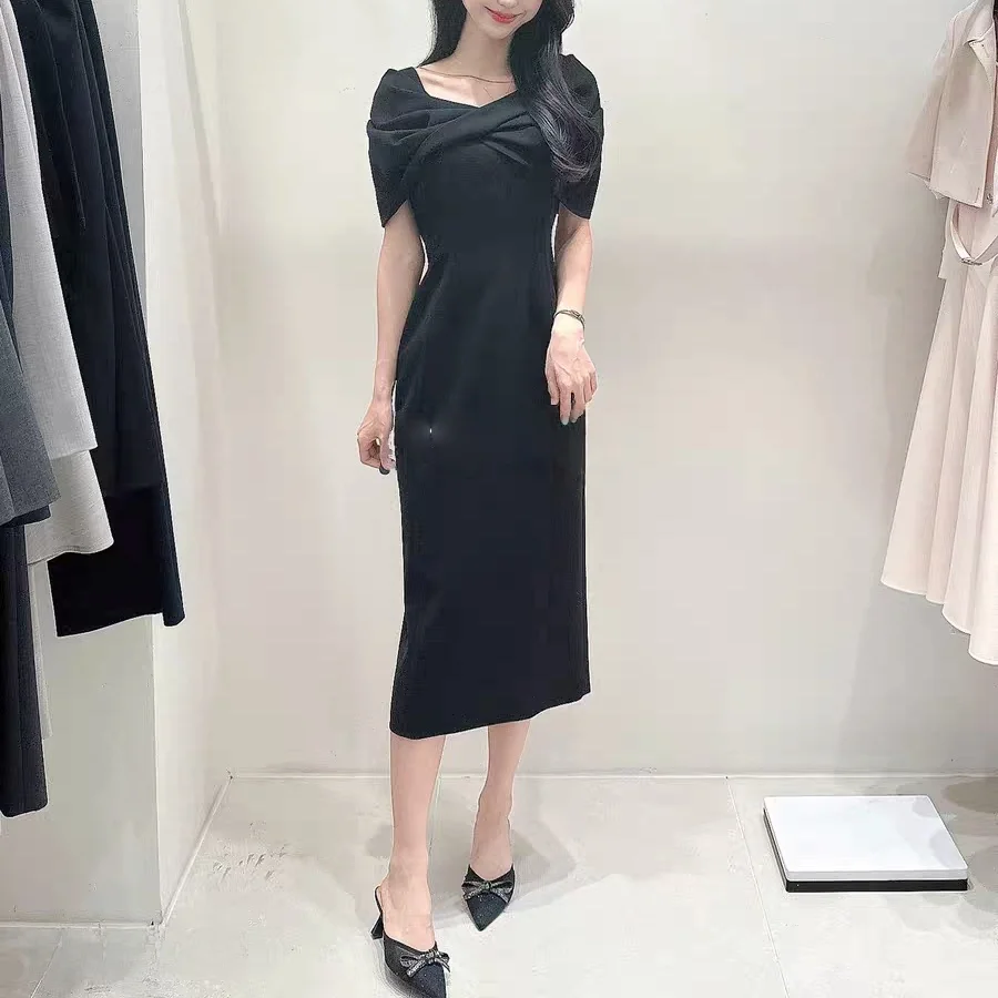 Summer New Korean Style Sexy Big Bow Tie Short Sleeve Evening Dress Women's High Waist Polyester Fiber V-neck One-step Skirt
Summer New Korean Style Sexy Big Bow Tie Short Sleeve Evening Dress Women's High Waist Polyester Fiber V-neck One-step Skirt