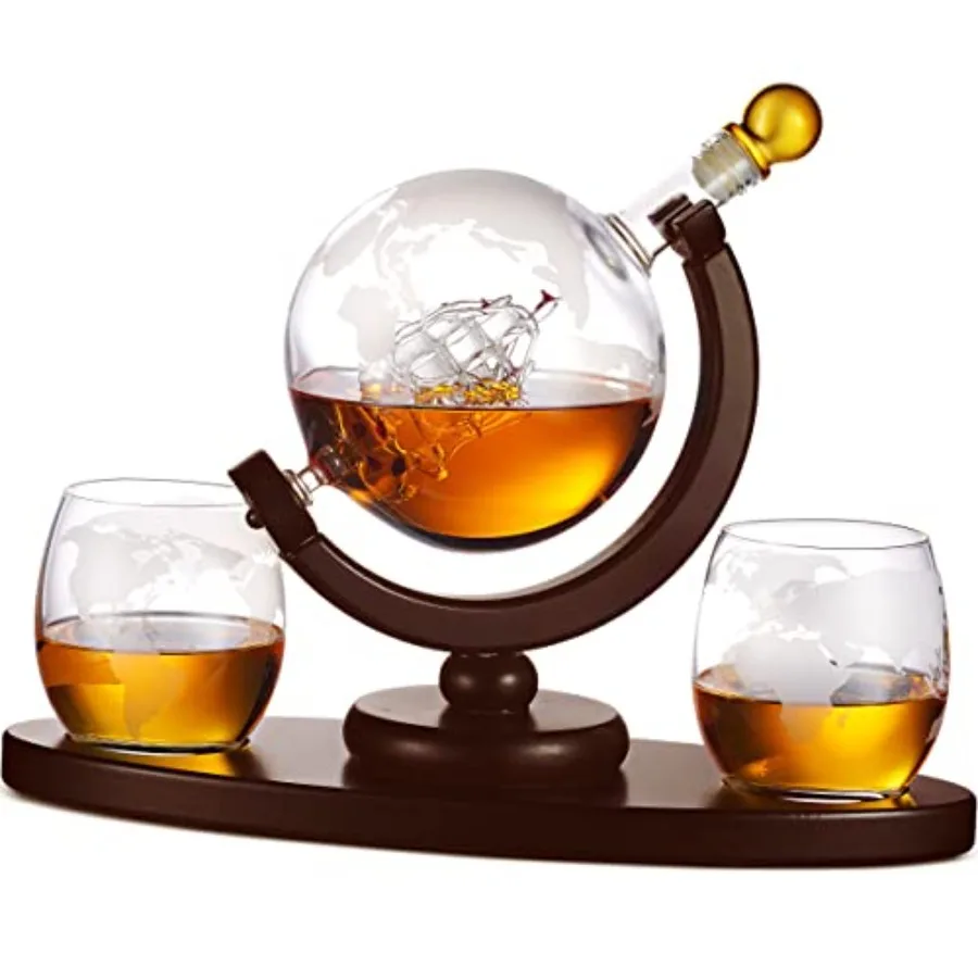 Gifts for Men Whiskey Decanter Globe Set with 2 Etched Whiskey Glasses - for Liquor Scotch Bourbon Vodka Gifts For Dad - 850ml
Gifts for Men Whiskey Decanter Globe Set with 2 Etched Whiskey Glasses - for Liquor Scotch Bourbon Vodka Gifts For Dad - 850ml