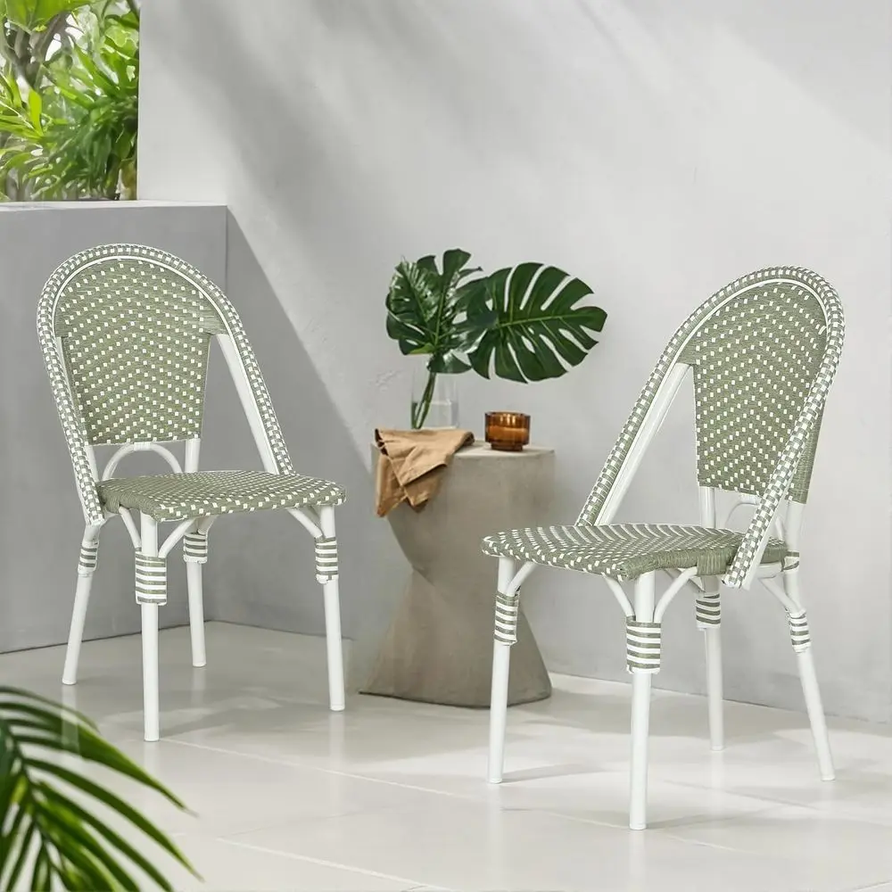2-Piece Outdoor Bistro Chairs Set, Patio Dining Chairs, PE Rattan Furniture, Accent Chair for Garden/Backyard/Balcony, Green+Whi
2-Piece Outdoor Bistro Chairs Set, Patio Dining Chairs, PE Rattan Furniture, Accent Chair for Garden/Backyard/Balcony, Green+Whi