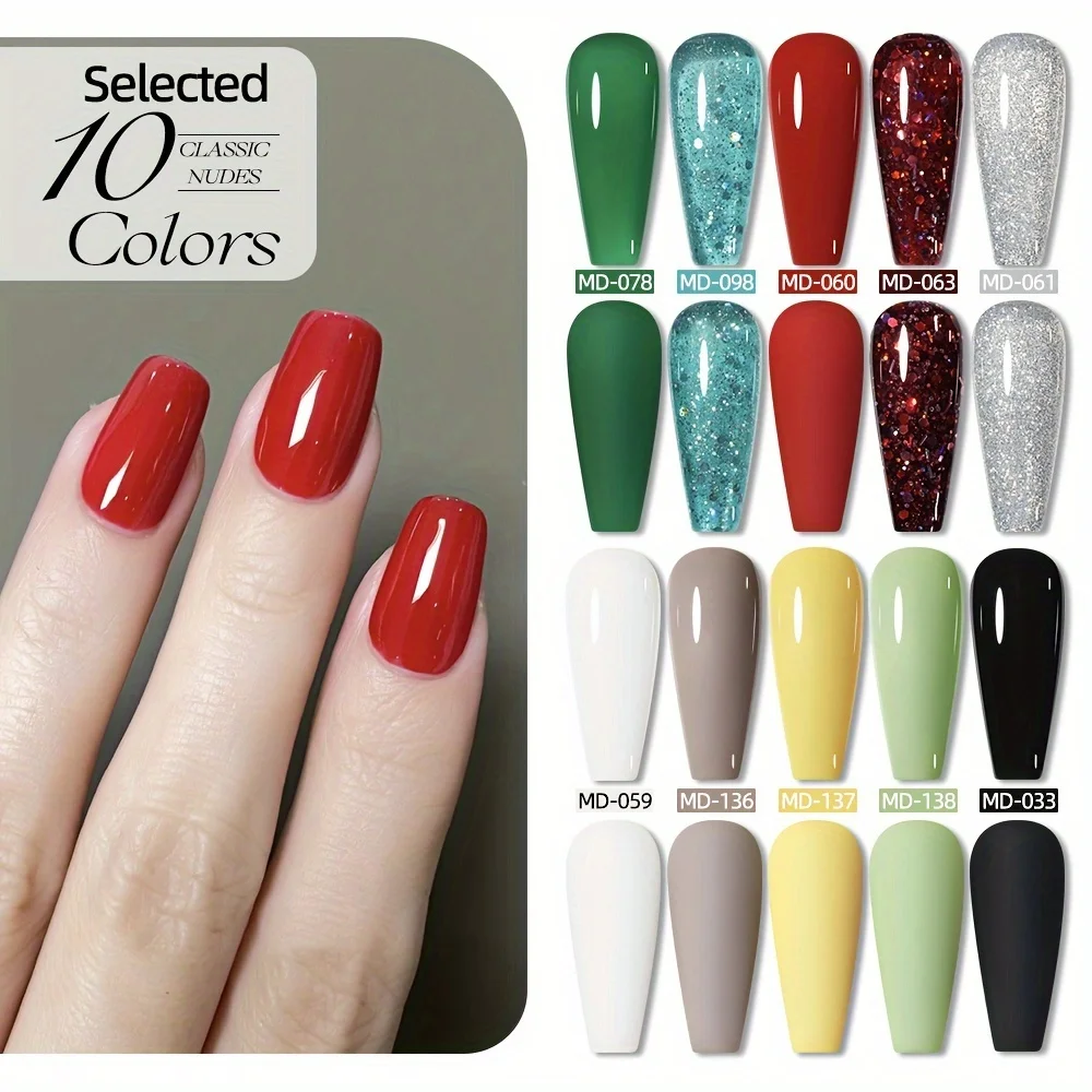 MORDDA 10pcs 6ml nude gel nail polish, 10 colors, four seasons popular color gel nail polish set
MORDDA 10pcs 6ml nude gel nail polish, 10 colors, four seasons popular color gel nail polish set