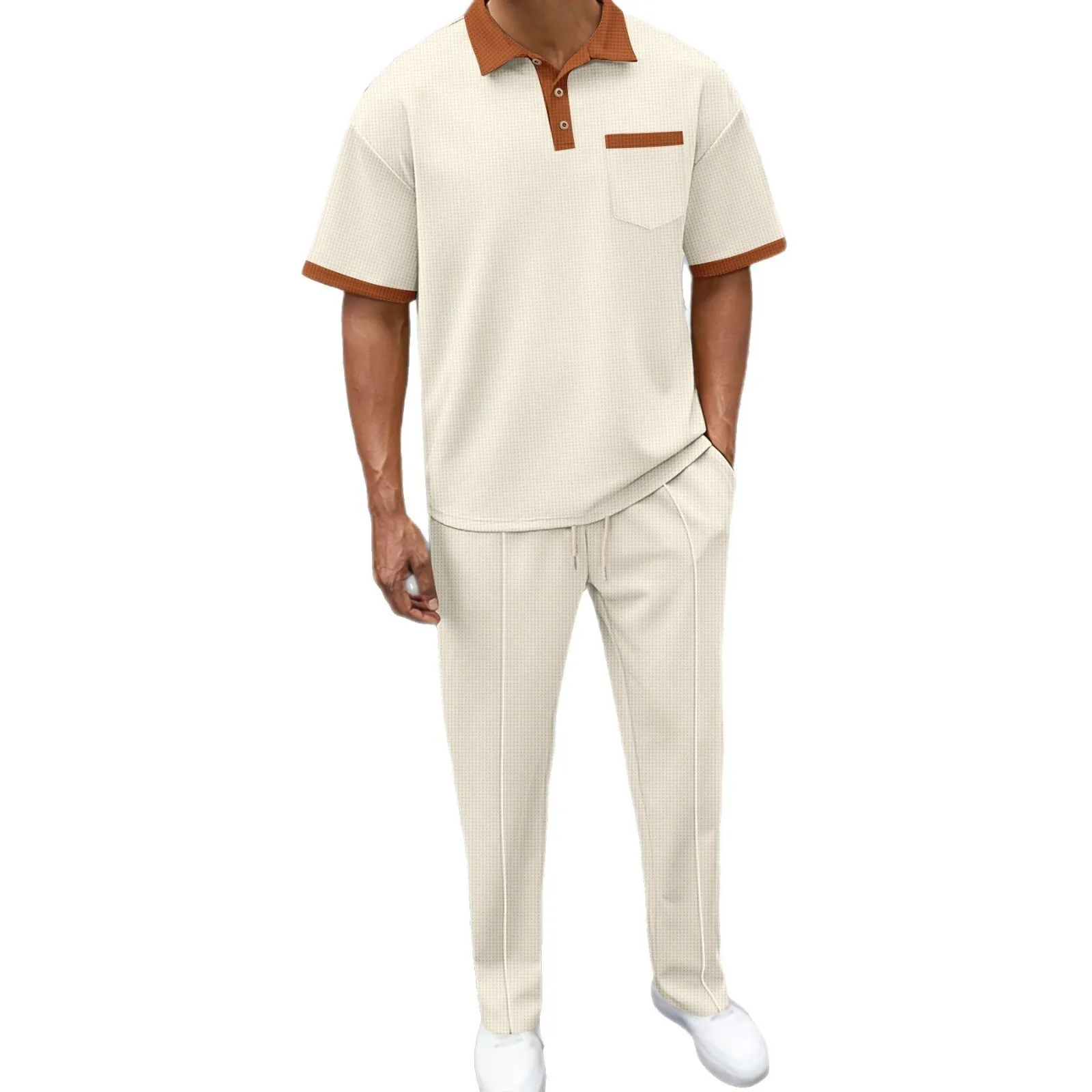 Летний повседневный мужской комплект irt ort Sve Color Blo Collar с длинными брюками, трансграничная одежда 2025 года 
Летний повседневный мужской комплект irt ort Sve Color Blo Collar с длинными брюками, трансграничная одежда 2025 года