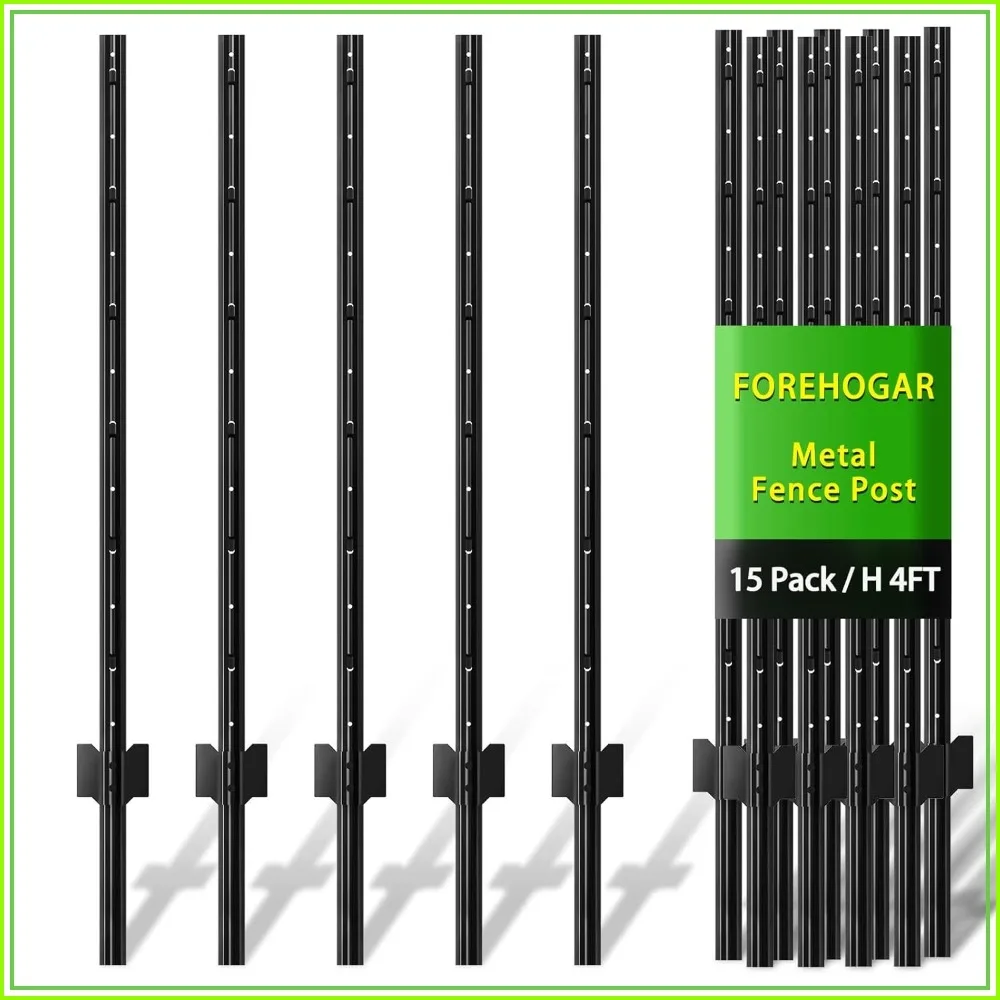 Metal Fence Post 4 Feet Black, Pack of 15, T Post for Wire Fence, No Dig Steel U Post for Lawn Garden Wire Mesh Fence Poles Outdoor Light Duty
Metal Fence Post 4 Feet Black, Pack of 15, T Post for Wire Fence, No Dig Steel U Post for Lawn Garden Wire Mesh Fence Poles Outdoor Light Duty