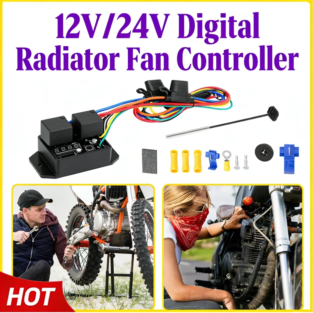 Digital LED Display Fan Switch Kit 12V/24V Thermatic Wear Resist Adjustable Temperature Dual Fan Management Replacement
Digital LED Display Fan Switch Kit 12V/24V Thermatic Wear Resist Adjustable Temperature Dual Fan Management Replacement