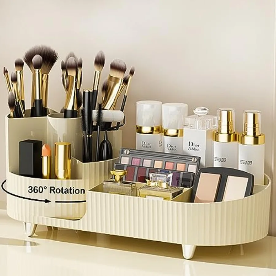 Rotating Makeup Organizer for Vanity with Brush Holder, Cosmetic Makeup Storage Organizer, Large Spinning Makeup Skincare Organ
Rotating Makeup Organizer for Vanity with Brush Holder, Cosmetic Makeup Storage Organizer, Large Spinning Makeup Skincare Organ