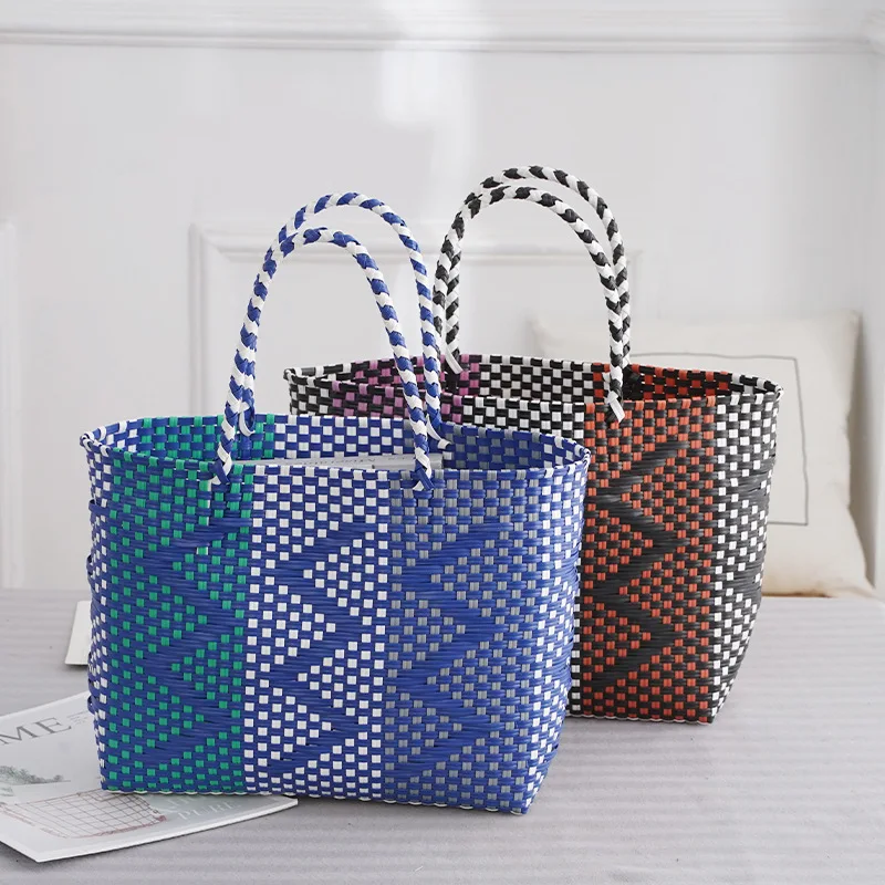 Summer Large Capacity PVC Woven Tote Bag for Women Handmade Holiday Vacation Big Beach Bag Female Reusable Shopping Bag
Summer Large Capacity PVC Woven Tote Bag for Women Handmade Holiday Vacation Big Beach Bag Female Reusable Shopping Bag