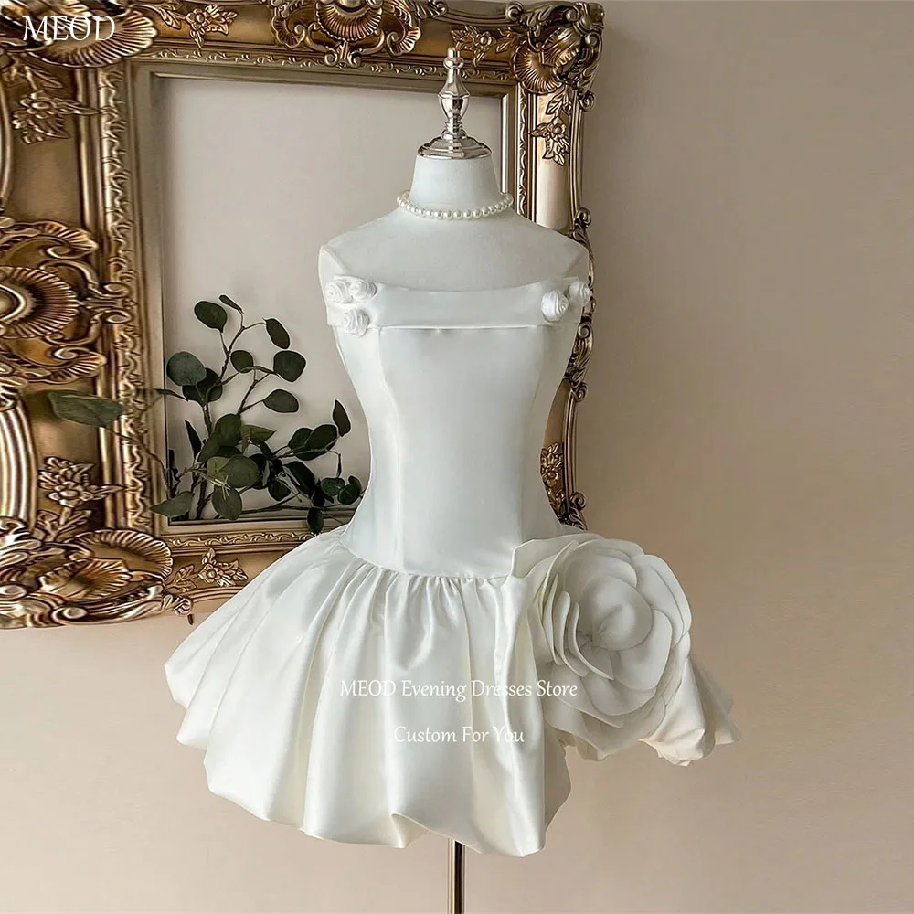 MEOD White Satin Wedding Dresses Strapless 3D Flowers Vestido Noiva Elegant Sleeveless Backless Mini Wedding Gown Customized
MEOD White Satin Wedding Dresses Strapless 3D Flowers Vestido Noiva Elegant Sleeveless Backless Mini Wedding Gown Customized