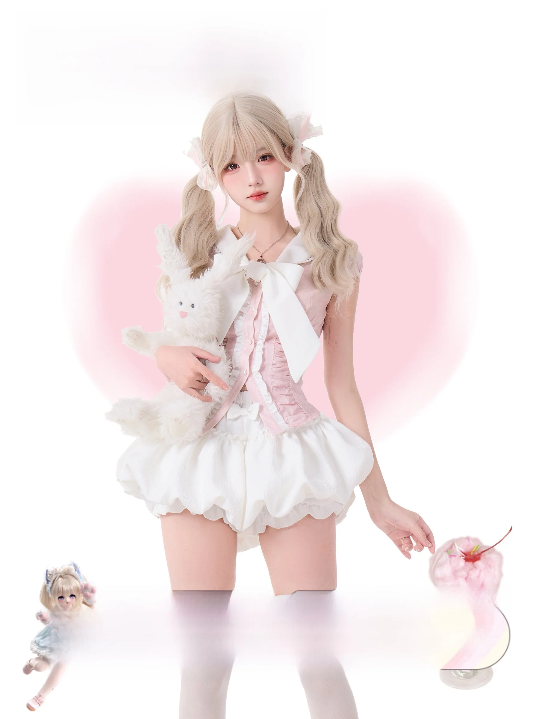 Pink Coconut Girl's Summer Fashion Set High Waist Flared Shorts White Floral Print Top Short Sleeve Powder Fog Milk Cream Style
Pink Coconut Girl's Summer Fashion Set High Waist Flared Shorts White Floral Print Top Short Sleeve Powder Fog Milk Cream Style