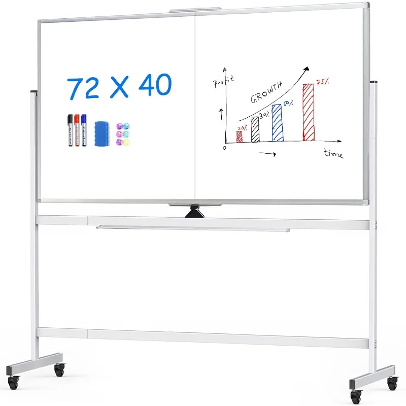 Rolling Whiteboard, 72x40 Large Double-Sided White Board Dry Erase on Wheels, Giant Magnetic White Board Standing for Off
Rolling Whiteboard, 72x40 Large Double-Sided White Board Dry Erase on Wheels, Giant Magnetic White Board Standing for Off